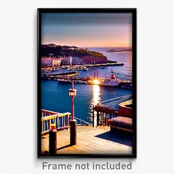 Pixel Art Poster - Fabulous Harbour (8 Bit Psychedelic Trippy Video Game Print)