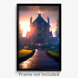 Pixel Art Poster - Whopping Manor (8 Bit Psychedelic Trippy Video Game Print)