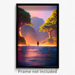 Pixel Art Poster - Exotic Promontory (8 Bit Psychedelic Trippy Video Game Print)