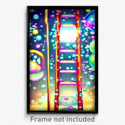 Pixel Art Poster - Bubbly Ladder (8 Bit Psychedelic Trippy Video Game Print)
