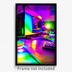 Pixel Art Poster - Colorful Computer (8 Bit Psychedelic Trippy Video Game Print)