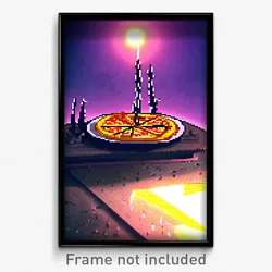 Pixel Art Poster - Thorny Pizza (8 Bit Psychedelic Trippy Video Game Print)