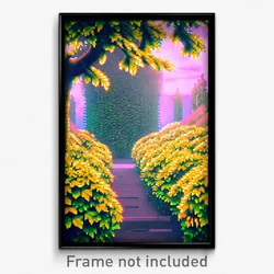 Pixel Art Poster - Leafy Maze (8 Bit Psychedelic Trippy Weird Video Game Print)