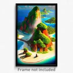 Pixel Art Poster - Admirable Island (8 Bit Psychedelic Trippy Video Game Print)