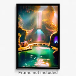 Pixel Art Poster - Upbeat Grotto (8 Bit Psychedelic Trippy Video Game Print)