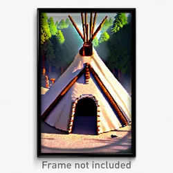Pixel Art Poster - Round Wigwam (8 Bit Psychedelic Trippy Video Game Print)