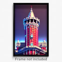 Pixel Art Poster - Vivacious Turret (8 Bit Psychedelic Trippy Video Game Print)