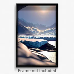 Pixel Art Poster - Mountainous Glacier (8 Bit Psychedelic Video Game Print)