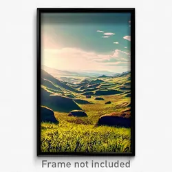 Pixel Art Poster - Cavernous Grassland (8 Bit Psychedelic Video Game Print)