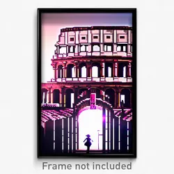 Pixel Art Poster - Anime Like Colosseum (8 Bit Psychedelic Video Game Print)