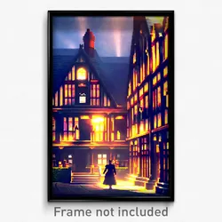 Pixel Art Poster - Noteworthy Almshouse (8 Bit Psychedelic Video Game Print)