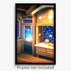 Pixel Art Poster - Starry Hutch (8 Bit Psychedelic Trippy Video Game Print)