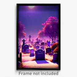 Pixel Art Poster - Violet Graveyard (8 Bit Psychedelic Trippy Video Game Print)