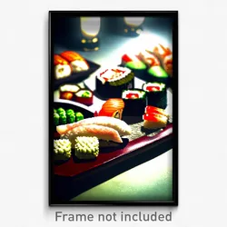 Pixel Art Poster - Old Sushi (8 Bit Psychedelic Trippy Weird Video Game Print)