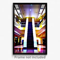 Pixel Art Poster - Beautiful Hotel Lobby (8 Bit Psychedelic Video Game Print)