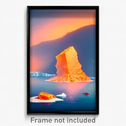 Pixel Art Poster - Orange Iceberg (8 Bit Psychedelic Trippy Video Game Print)
