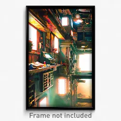 Pixel Art Poster - Cluttered Outpost (8 Bit Psychedelic Trippy Video Game Print)