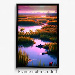 Pixel Art Poster - Quirky Wetland (8 Bit Psychedelic Trippy Video Game Print)
