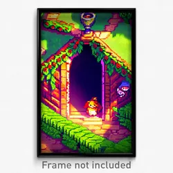 Pixel Art Poster - Stained Burrow (8 Bit Psychedelic Trippy Video Game Print)