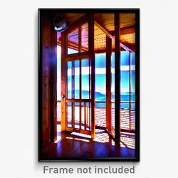 Pixel Art Poster - Wooden View (8 Bit Psychedelic Trippy Weird Video Game Print)