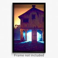 Pixel Art Poster - Haunted Outbuilding (8 Bit Psychedelic Video Game Print)