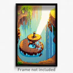 Pixel Art Poster - Wiggly Watering Hole (8 Bit Psychedelic Video Game Print)