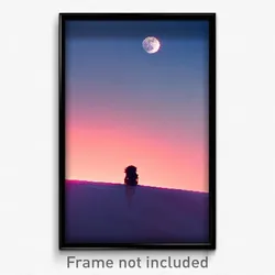 Pixel Art Poster - Lonely Moon (8 Bit Psychedelic Trippy Weird Video Game Print)