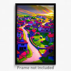 Pixel Art Poster - Unsightly Village (8 Bit Psychedelic Trippy Video Game Print)