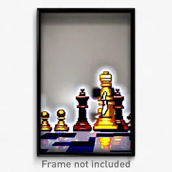 Pixel Art Poster - Empty Chess (8 Bit Psychedelic Trippy Weird Video Game Print)