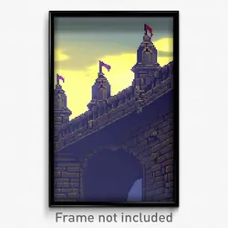 Pixel Art Poster - Drab Ramparts (8 Bit Psychedelic Trippy Video Game Print)