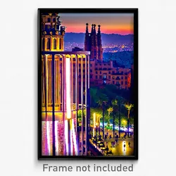 Pixel Art Poster - Magnificent Barcelona (8 Bit Psychedelic Video Game Print)