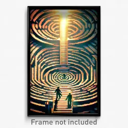 Pixel Art Poster - Novel Labyrinth (8 Bit Psychedelic Trippy Video Game Print)
