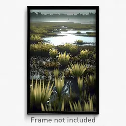 Pixel Art Poster - Colorless Wetland (8 Bit Psychedelic Trippy Video Game Print)
