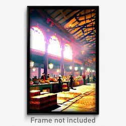 Pixel Art Poster - Rich Marketplace (8 Bit Psychedelic Trippy Video Game Print)