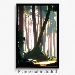Pixel Art Poster - Cluttered Forest (8 Bit Psychedelic Trippy Video Game Print)