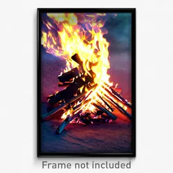 Pixel Art Poster - Acclaimed Bonfire (8 Bit Psychedelic Trippy Video Game Print)