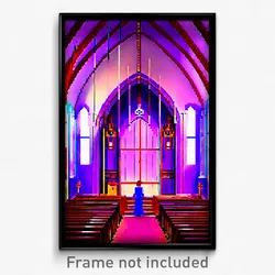 Pixel Art Poster - Violet Chapel (8 Bit Psychedelic Trippy Video Game Print)
