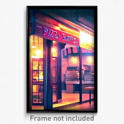 Pixel Art Poster - Subtle Pizza Shop (8 Bit Psychedelic Trippy Video Game Print)