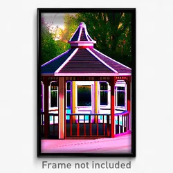 Pixel Art Poster - Homely Gazebo (8 Bit Psychedelic Trippy Video Game Print)