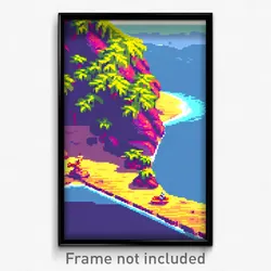 Pixel Art Poster - Noted Isle (8 Bit Psychedelic Trippy Weird Video Game Print)