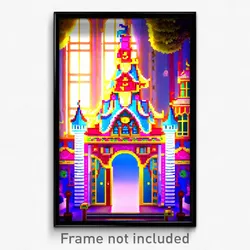 Pixel Art Poster - Whimsical Palace (8 Bit Psychedelic Trippy Video Game Print)