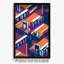 Pixel Art Poster - Active Library (8 Bit Psychedelic Trippy Video Game Print)
