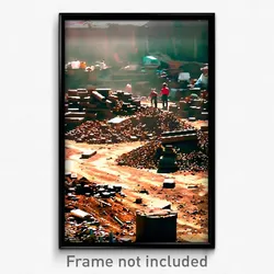 Pixel Art Poster - Cluttered Earthworks (8 Bit Psychedelic Video Game Print)
