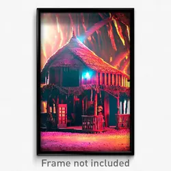 Pixel Art Poster - Creepy Hut (8 Bit Psychedelic Trippy Weird Video Game Print)