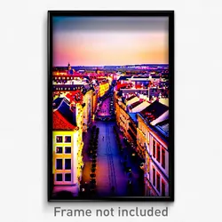 Pixel Art Poster - Harmonious European City (8 Bit Psychedelic Video Game Print)