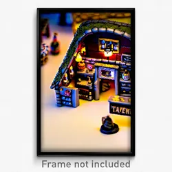 Pixel Art Poster - Miniature Tavern (8 Bit Psychedelic Trippy Video Game Print)