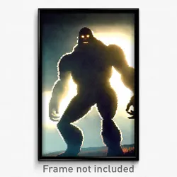 Pixel Art Poster - Mysterious Giant (8 Bit Psychedelic Trippy Video Game Print)