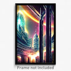Pixel Art Poster - Fantastic Metropolis (8 Bit Psychedelic Video Game Print)