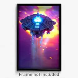 Pixel Art Poster - Liquid Spaceship (8 Bit Psychedelic Trippy Video Game Print)