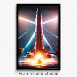 Pixel Art Poster - Monumental Spaceship (8 Bit Psychedelic Video Game Print)